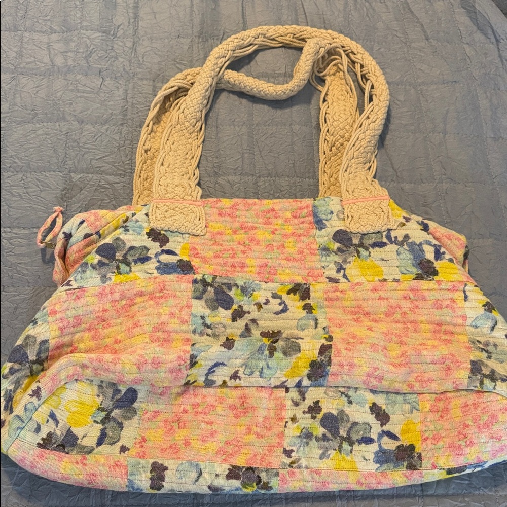 LoveShackFancy Floral Patchwork Tote with Strawbe… - image 6
